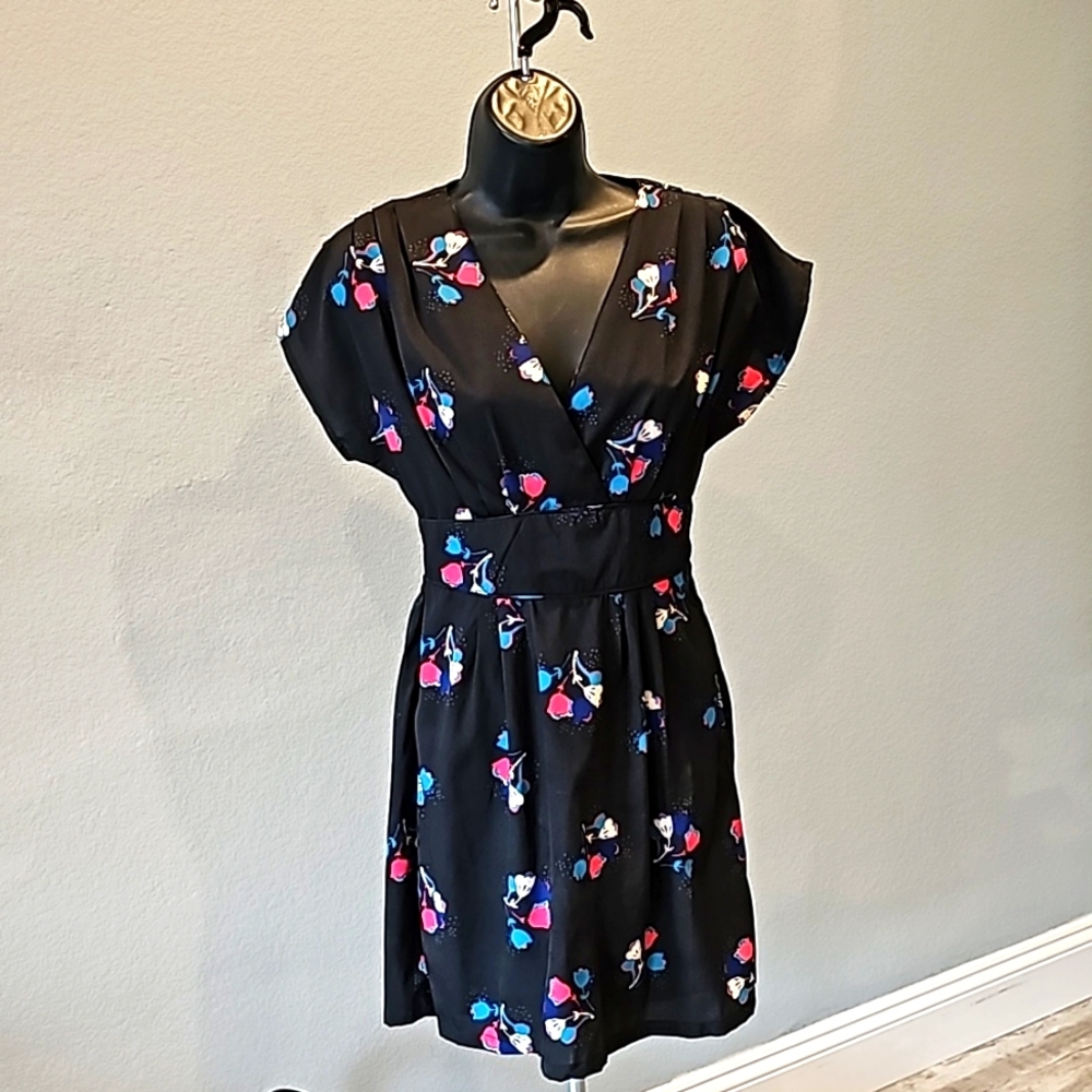 O'Neill Dark Navy Flower Printed Sundress with Cross Neckline